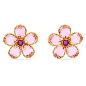Idyllia stud earrings Flower, Pink, Gold